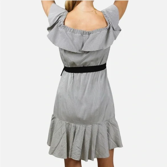 Maje Rigate Off Shoulder Striped Ruffle Dress - Picture 3 of 16